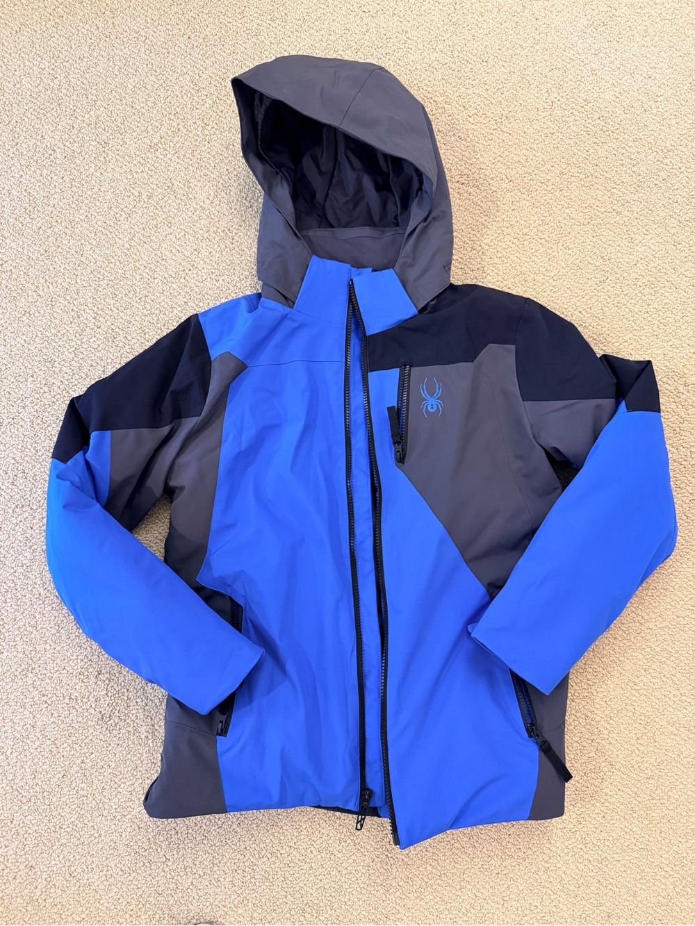 Spyder Blue and Gray Boys' Hooded Winter Jacket